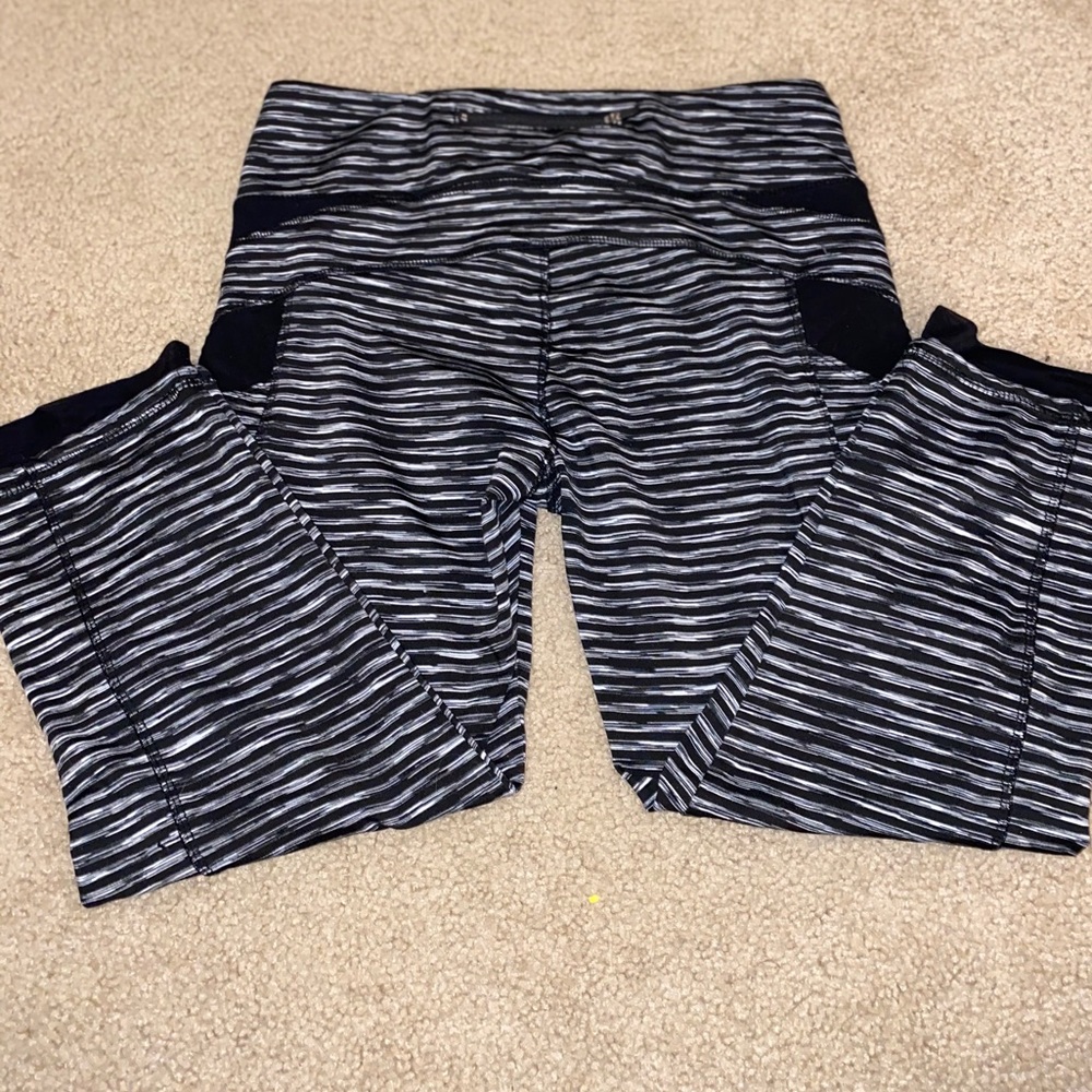 Knee length leggings.